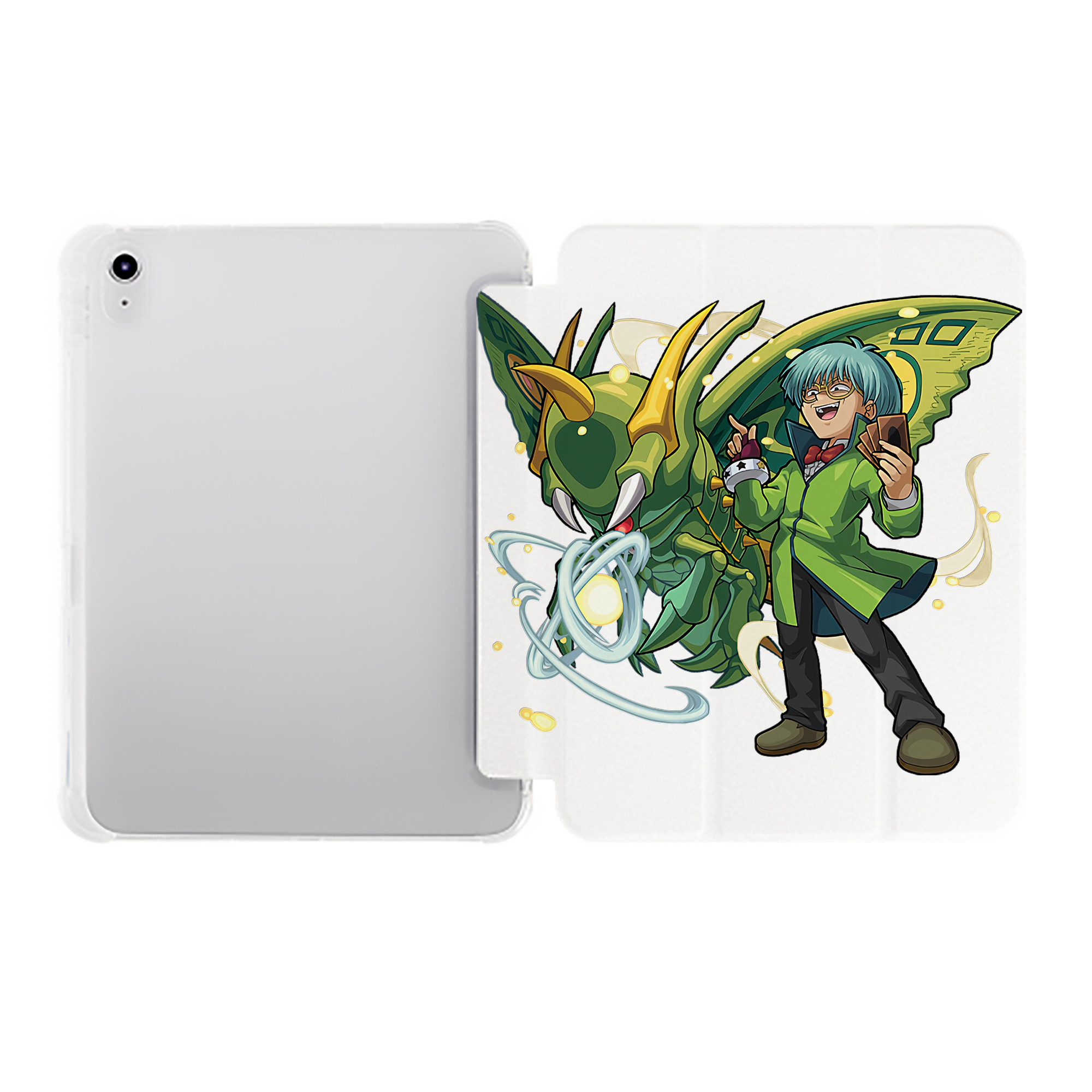 （画像用） 遊☆戯☆王 Yu-Gi-Oh! IPad ケース ペン収納付き 三つ折りスタンド PUレザー×シリコン 対応機種9.5/10.5/10.9インチ
